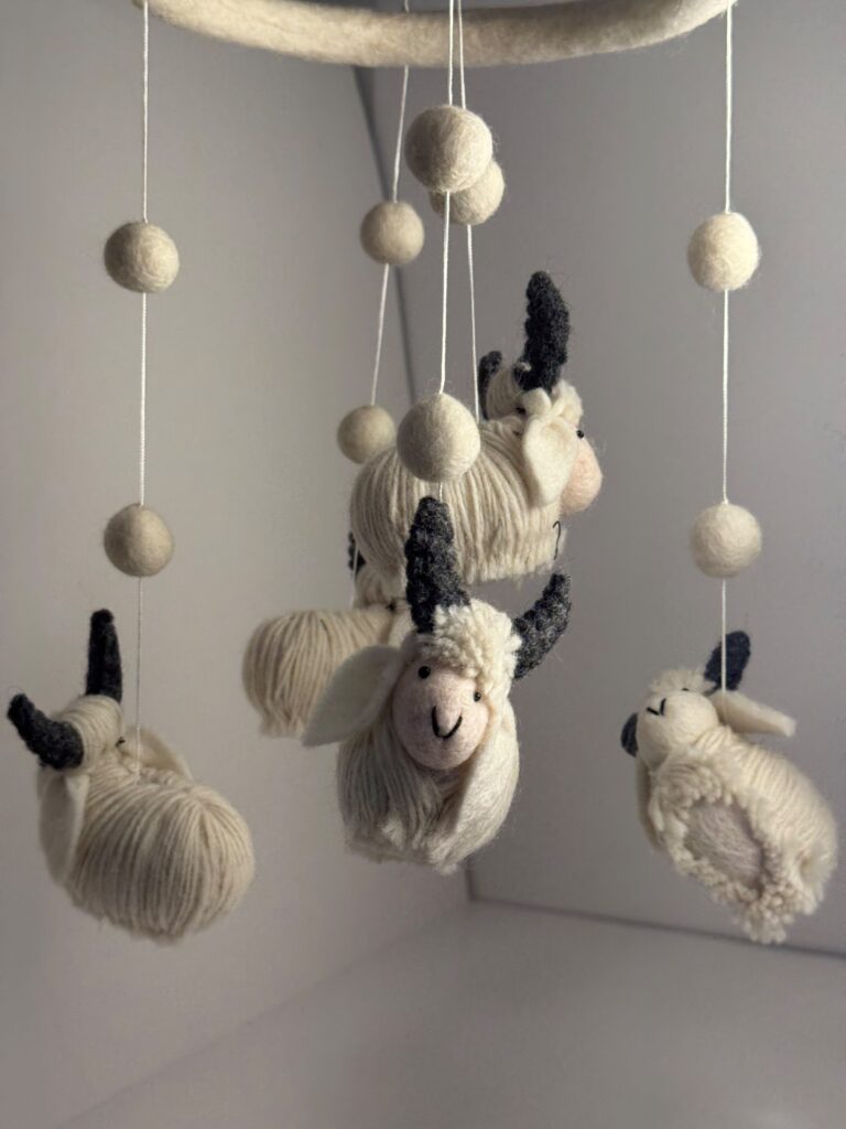 Felt Baby Mobile, Sheep and Bunnies