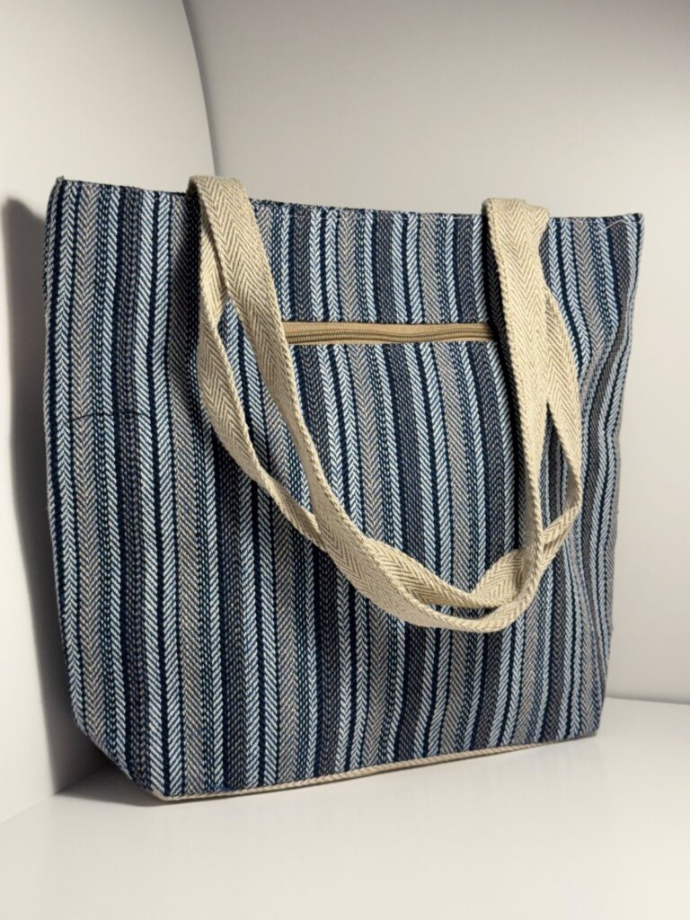 Blue Striped Hemp Tote
