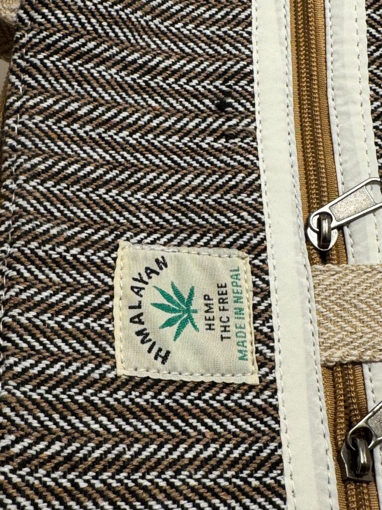 Himalayan Hemp, THC free, made in Nepal woven label