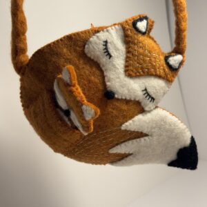 Hand felted wool fox crossbody bag for children, view 1
