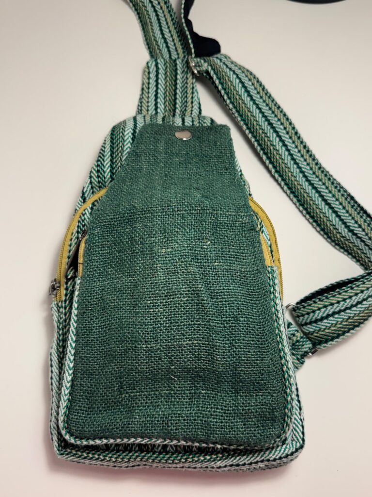 Green Hemp Sling Backpack