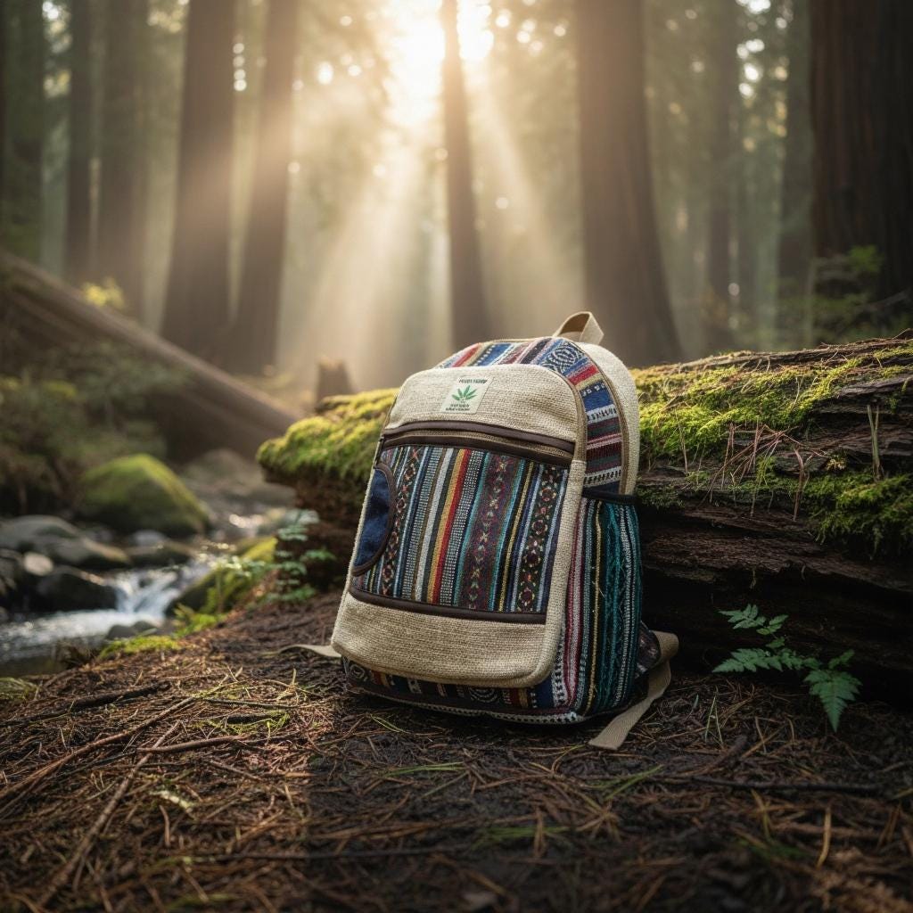 Handmade Himalayan hemp backpack from Nepal, view 2