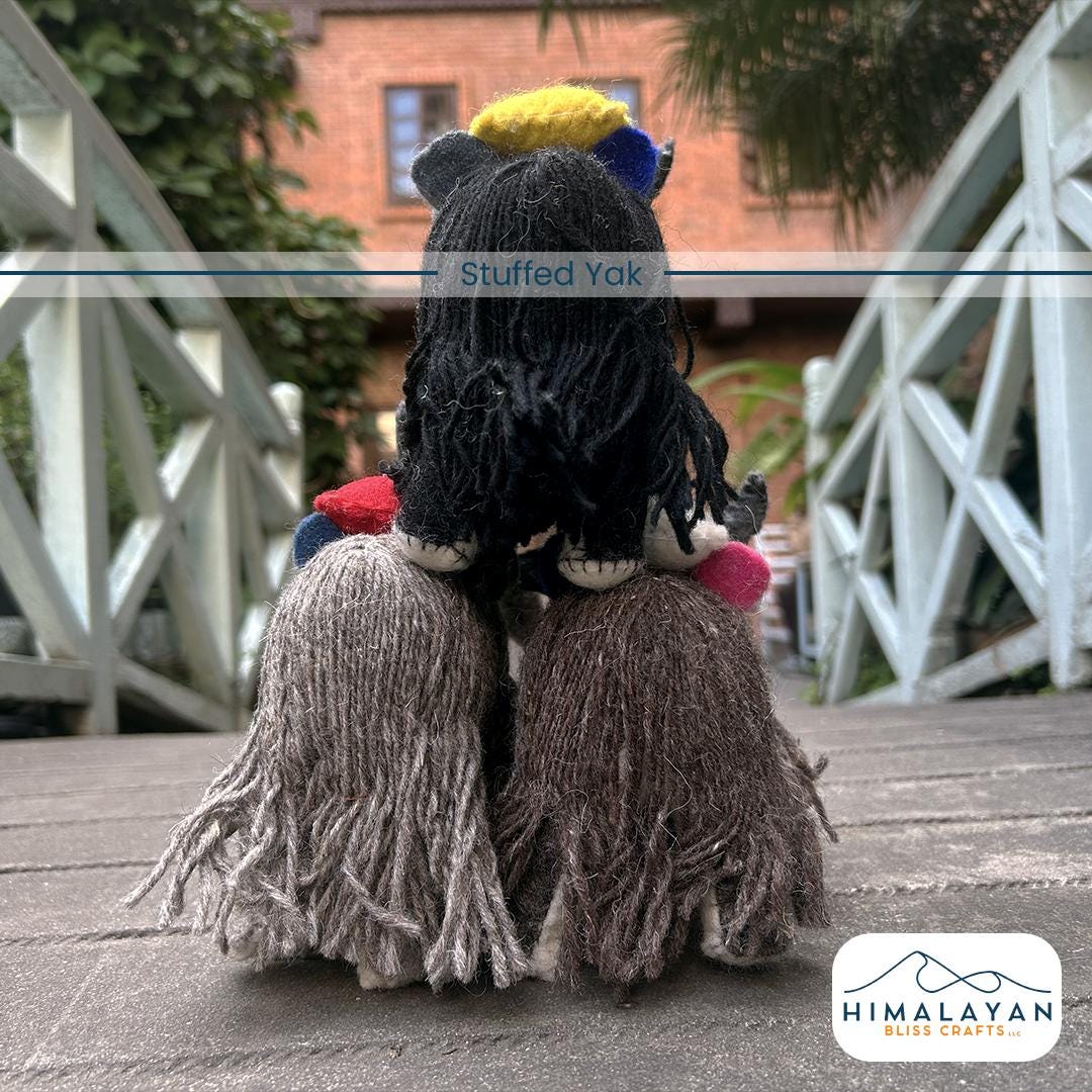 Hand-felted wool yak figurine set from Nepal, view 3