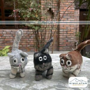 Hand-felted wool cat figurine set from Nepal, view 1