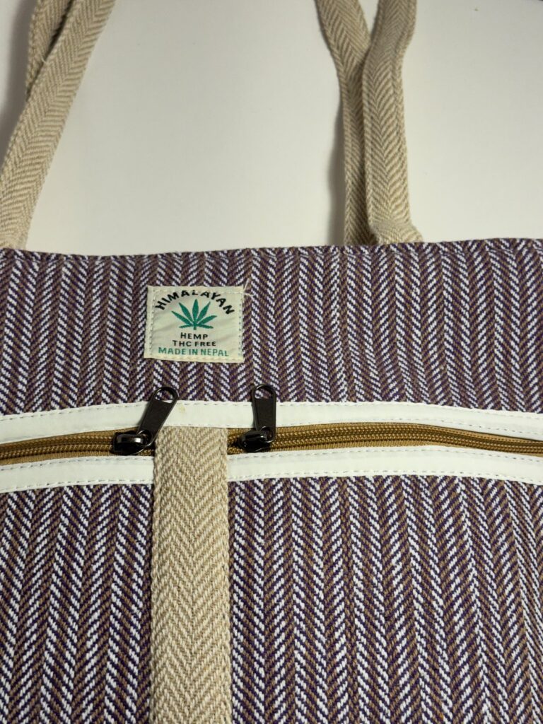 Purple Herringbone Hemp Tote