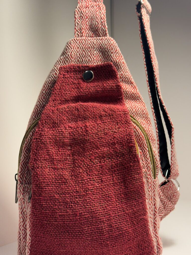 Red Hemp Sling Backpack